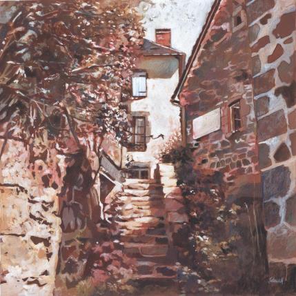 Peinture L'escalier d'à côté par Gemini. H  | Tableau Réalisme Acrylique, Huile Architecture, Urbain