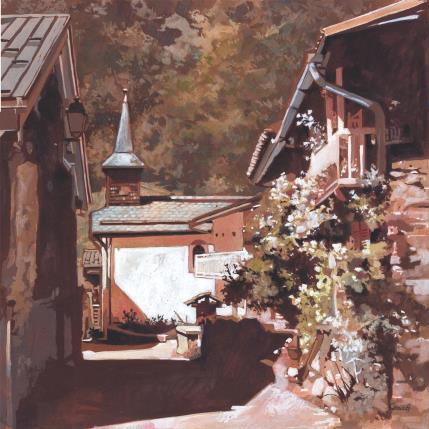 Peinture Megève au mois d'août par Gemini. H  | Tableau Réalisme Acrylique, Huile Architecture, Urbain