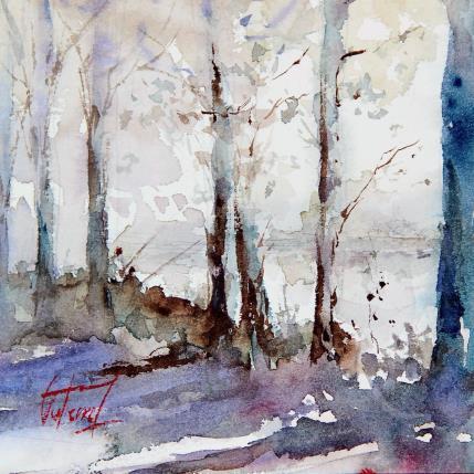 Peinture Pêche au bord de la Loire par Gutierrez | Tableau Impressionnisme Aquarelle Paysages