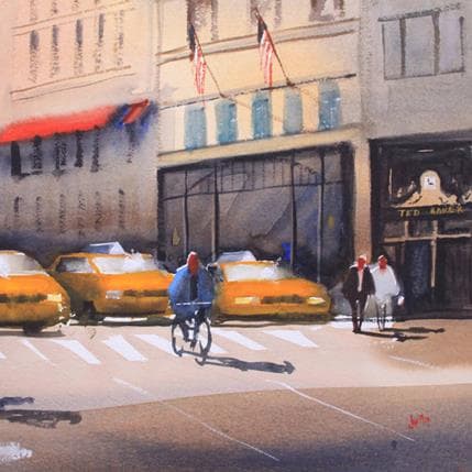 Peinture New York yellow CABS par Min Jan | Tableau Figuratif Aquarelle Urbain