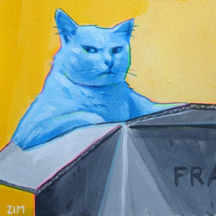 Peinture BlueKat.05 par ZIM | Tableau Figuratif Acrylique Animaux, Portraits, Scènes de vie
