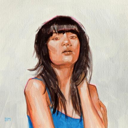 Peinture Woman in blue 2 par ZIM | Tableau Figuratif Acrylique Portraits, Scènes de vie, Société