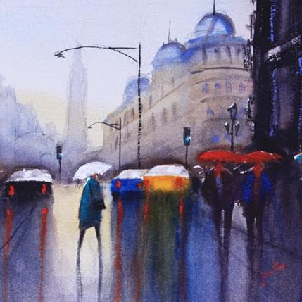 Peinture Paris par Min Jan | Tableau Figuratif Aquarelle Urbain