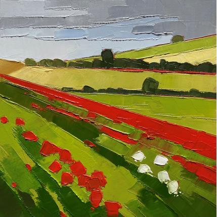 Peinture Campagne aux coquelicots  par Clavel Pier-Marion | Tableau Impressionnisme Huile Paysages