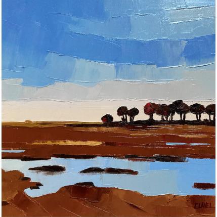 Peinture Soir sur les étangs par Clavel Pier-Marion | Tableau Impressionnisme Huile Paysages