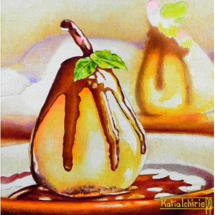 Peinture Délicieuse poire au chocolat par Tchirieff Katia | Tableau Réalisme Acrylique Natures mortes