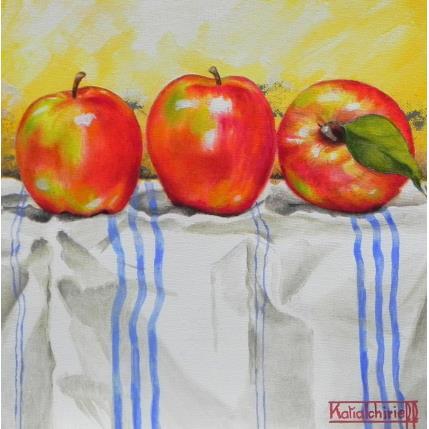 Peinture 3 pommes... par Tchirieff Katia | Tableau Réalisme Acrylique Natures mortes