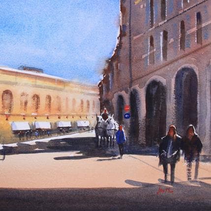 Peinture Fabriano, Italy par Min Jan | Tableau Figuratif Aquarelle Urbain