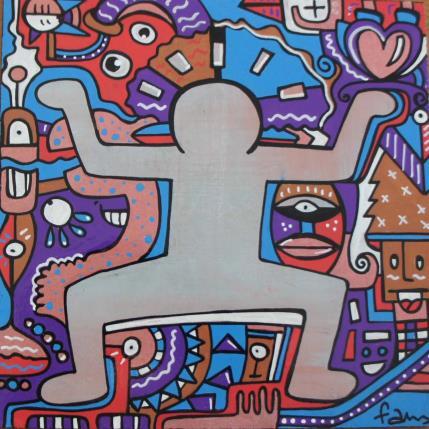 Peinture Little dude par Fanny | Tableau Street Art Bois