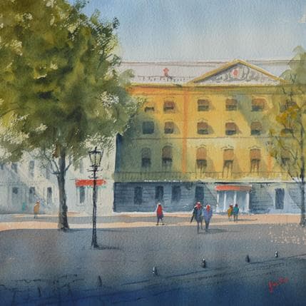 Peinture Lange Voorhout Den Haag par Min Jan | Tableau Figuratif Aquarelle Urbain