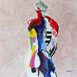 Peinture L'Équilibre par Cressanne | Tableau Art Singulier Acrylique nu