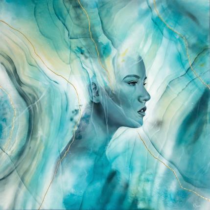 Painting Agate songeuse by Baroni Victor | Painting Abstract Acrylic Portrait