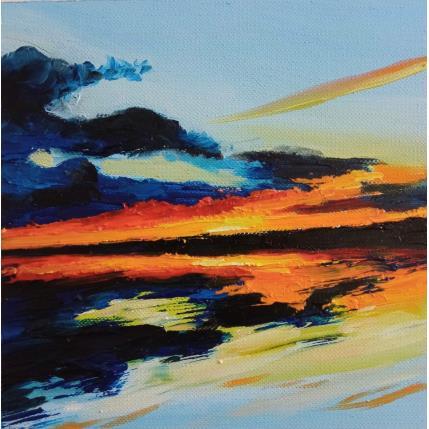 Painting Sunset on my favorite beach  by Chen Xi | Painting Figurative Oil Landscapes