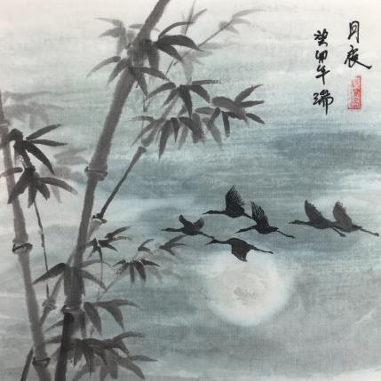 Peinture Vol nocturne  par Amblard Rui | Tableau Figuratif Aquarelle Animaux, Paysages, Scènes de vie