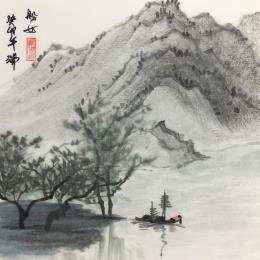 Gemälde La fille sur le bateau  von Amblard Rui | Gemälde Figurativ Aquarell Alltagsszenen, Landschaften, Natur