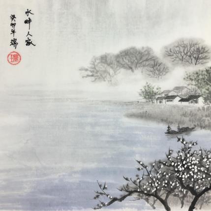 Peinture Les maisons au bord de l'eau  par Amblard Rui | Tableau Figuratif Aquarelle Marine, Paysages, Scènes de vie