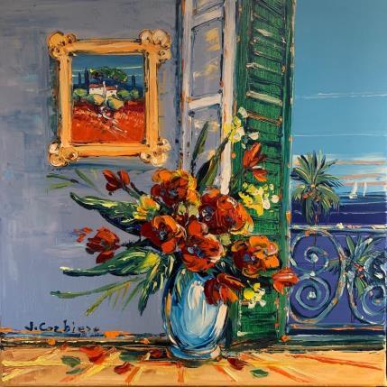 Peinture Le bouquet rouge par Corbière Liisa | Tableau Figuratif Huile Paysages