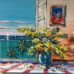 Painting Le volet vert by Corbière Liisa | Painting Figurative Oil Landscapes