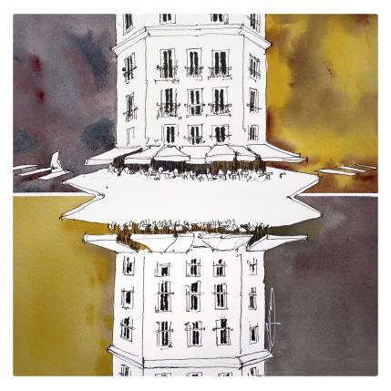 Peinture Façade parisienne par Bailly Kévin  | Tableau Figuratif Aquarelle Urbain