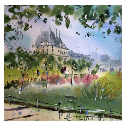 Peinture Le jardin des Tuileries Paris par Bailly Kévin  | Tableau Figuratif Aquarelle Urbain