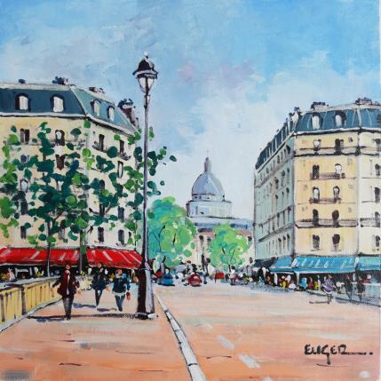 Peinture LE PANTHEON, VU DU PONT LOUIS PHILIPPE par Euger | Tableau Figuratif Acrylique, Huile Paysages, scènes de vie, Urbain