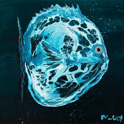 Painting Poisson camouflage rondouillard by Moogly | Painting Raw art Acrylic Animals