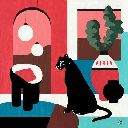 Peinture Leopard Noir 6.0 par Birsak Mariah | Tableau Figuratif Acrylique Animaux, Natures mortes, Urbain