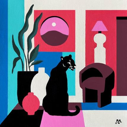 Peinture Leopard Noir 8.0 par Birsak Mariah | Tableau Figuratif Acrylique Animaux, Natures mortes, Urbain