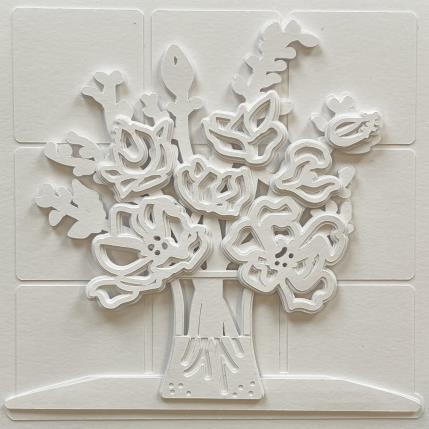 Peinture Flower in a vase on corner par Ryder Susan | Tableau Matiérisme Collage, Papier Natures mortes