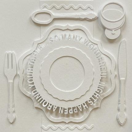 Peinture Thank you for dinner  par Ryder Susan | Tableau Matiérisme Collage, Papier Natures mortes