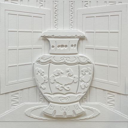 Peinture The vase in my dining room  par Ryder Susan | Tableau Matiérisme Collage, Papier Natures mortes