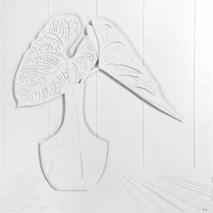 Peinture Flying giant leaves par Ryder Susan | Tableau Matiérisme Collage, Papier Natures mortes