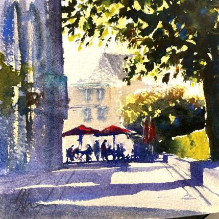 Peinture Ombre Café par Jones Henry | Tableau Figuratif Aquarelle Paysages, Urbain