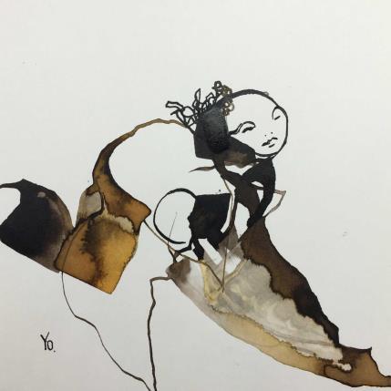 Peinture Nu brun 1 par YO | Tableau Figuratif Encre Nu