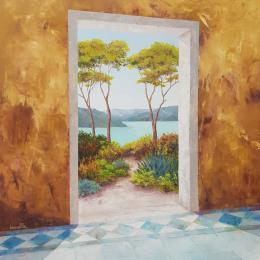 Peinture Contemplation par Bessé Laurelle | Tableau Figuratif Huile Architecture, Nature, Paysages