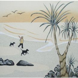 Painting Au Bonheur des Toutous by Jovys Laurence  | Painting Subject matter Sand Animals, Life style, Marine