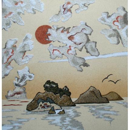 Peinture Le village sur l'Ilot par Jovys Laurence  | Tableau Matiérisme Sable Marine, Paysages