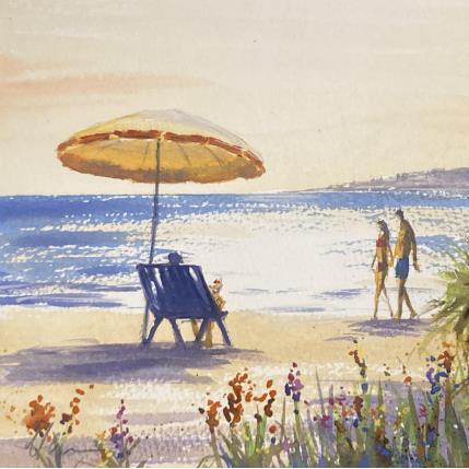 Painting La Plage by Jones Henry | Painting Figurative Watercolor Landscapes, Pop icons, Urban