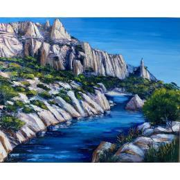 Painting Calanque de Sugiton by Degabriel Véronique | Painting Figurative Oil Landscapes, Marine, Nature