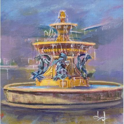 Peinture Fontaine La valette place Grenette a Grenoble par Degabriel Véronique | Tableau Réalisme Huile
