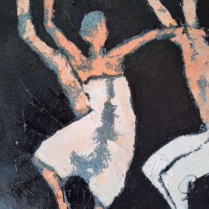 Peinture Ensemble la nuit par Malfreyt Corinne | Tableau Figuratif Huile noir & blanc, nu, scènes de vie