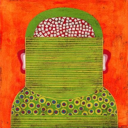 Peinture Green witness 2 par Ortiz Gustavo | Tableau Art Singulier Portraits