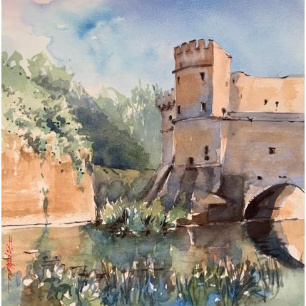 Peinture Au pied de la porte par Seruch Capouillez Isabelle | Tableau Figuratif Aquarelle Urbain