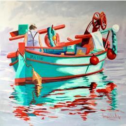 Pintura le pécheur, Marseille por Brooksby | Pintura Figurative Oil Life style, Marine