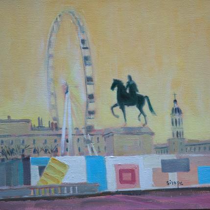 Peinture Grande roue de la place Bellecour - Lyon par Sirope Rémy | Tableau Figuratif Huile Paysages, Urbain