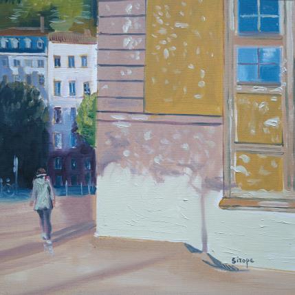 Peinture Visite dans le Vieux Lyon par Sirope Rémy | Tableau Figuratif Huile Architecture, Scènes de vie, Urbain