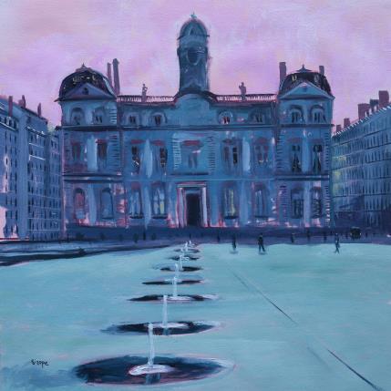 Peinture Hôtel de Ville - Lyon par Sirope Rémy | Tableau Figuratif Huile Architecture, Urbain