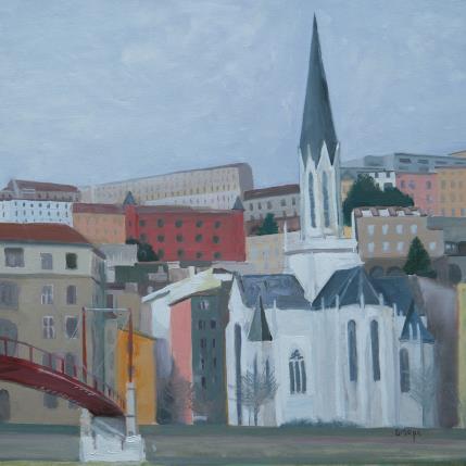Peinture Quartier Saint-Georges - Lyon par Sirope Rémy | Tableau Figuratif Huile Architecture, Urbain