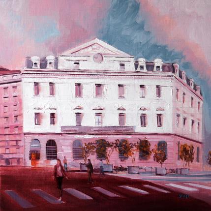 Peinture Gare de Saint Paul - Lyon par Sirope Rémy | Tableau Figuratif Carton, Huile Architecture, Scènes de vie