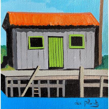 Peinture Cabane Grise par Du Planty Anne | Tableau Figuratif Acrylique Marine, Urbain